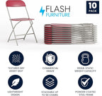 Hercules Series Plastic Folding Chair Red - 10 Pack 650LB Weight Capacity Comfortable Event Chair-Lightweight Folding Chair - Image 3