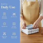 MosJos Kitchen Towels Set of 4 Dish Towels Blue n White Waffle Weave Cotton - Image 6