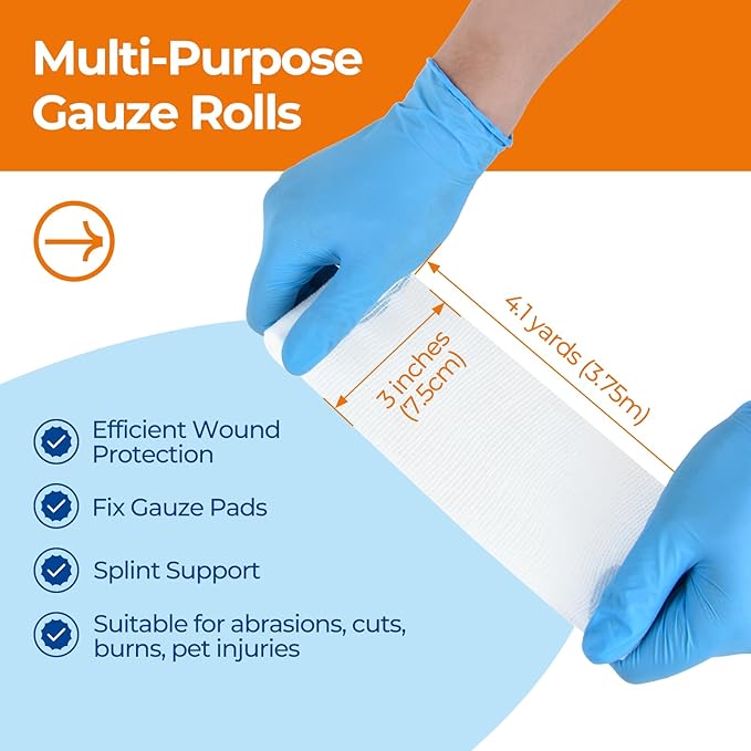 Gauze Rolls Bandages 3" x 4.1yds, Conforming Stretch Gauze Bandage 6 Inch - Image 4