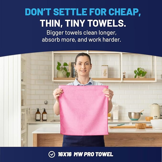 MW PRO Microfiber Cleaning Cloths Pink - Image 3