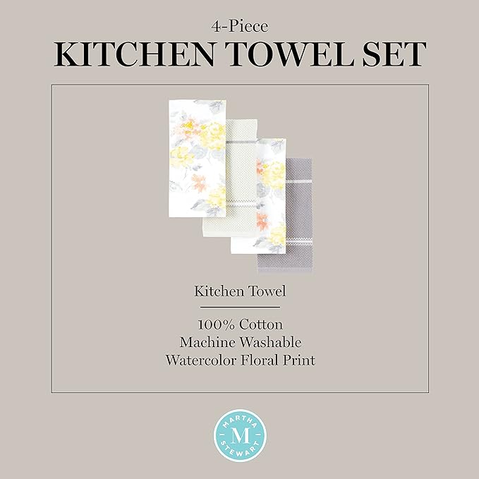 Martha Stewart Amber Floral Kitchen Towel Set 4-Pack - Image 10