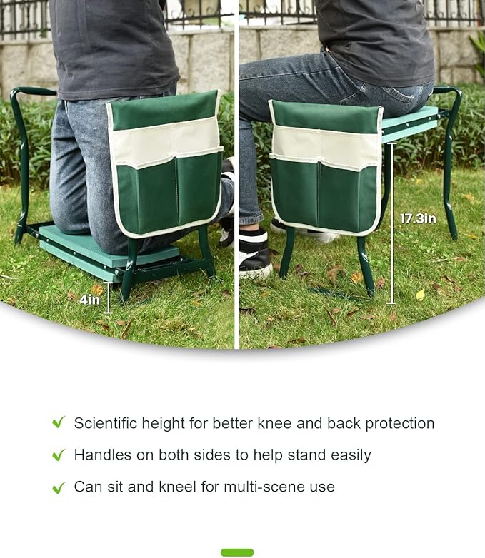 Garden Kneeler and Seat Heavy Duty, Upgraded Widened and Thickened Gardening Stools for Seniors, Foldable Gardening Bench Ergonomic Design, Effective Relief of Knee and Back Pain, Gift for Gardeners - Image 5