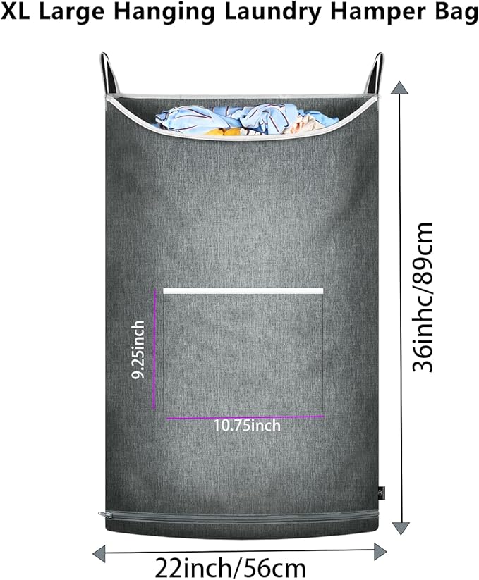 XL Hanging Laundry Hamper, Over the Door Laundry Hamper and Baskets, Wide - Image 2