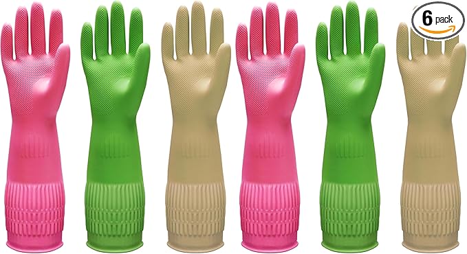 Bamllum 3 Pairs of Rubber Dishwashing Gloves by Bamllum