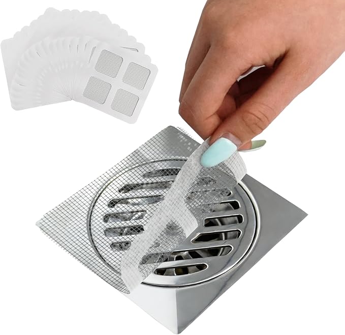 50Pcs Disposable Shower Drain Hair Catcher, Prevents Hair Clogs, 4x4 Inch Mesh by Adehoei