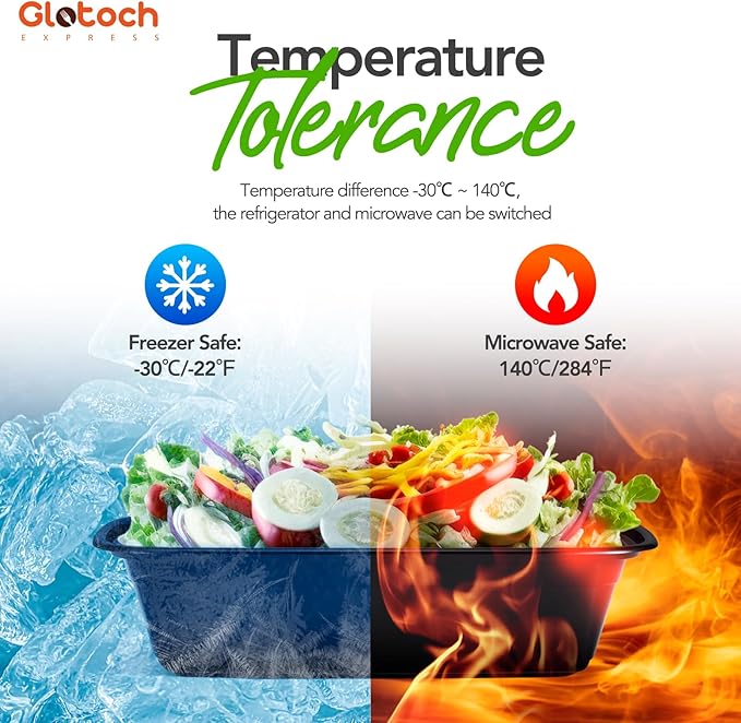 Glotoch 28oz Meal Prep Containers, 10 Pack Reusable Food Storage Containers - Image 3