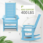 GREENVINES Outdoor Rocking Chair Set | 3-Piece | 2 Rocking Chairs with 1 Side Table | Porch Rocker | HDPE Plastic | Arctic | Patio Furniture Sets | High Back | Big & Tall | Ladder Back - Image 3