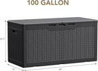 Devoko 100 Gallon Waterproof Large Resin Deck Box Indoor Outdoor Lockable Storage Container for Patio Furniture Cushions Garden Tools (100 Gallon, Black) - Image 7
