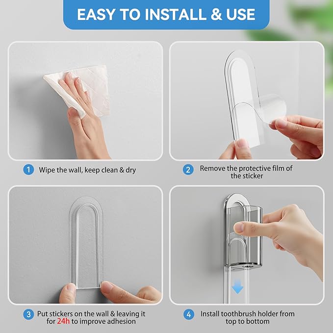 MOPMS Electric Toothbrush Holders Wall Mounted, Single Slot Toothbrush Holders - Image 7