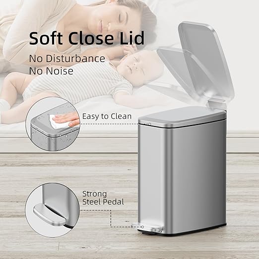KUK Slim Bathroom Trash Can - Image 4
