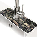 Kitchen Sink Splash Guard，Books and skulls Faucet Mat Sink Gadgets-Super by ZHUZHISHAN