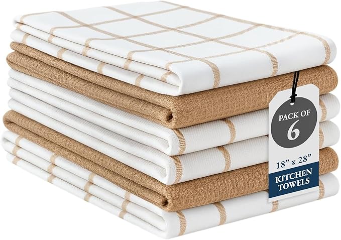 LANE LINEN Cotton Kitchen Towels and Dish Cloths Set, Quick-Drying Dish Towel by LaneLinen