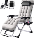 VINGLI Padded Zero Gravity Chair, Lounge Chair with Removable Cushion & Tray， Folding Reclining Patio Chairs， Recliner Chair for Lawn，Indoor and Outdoor by VINGLI