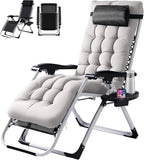 VINGLI Padded Zero Gravity Chair, Lounge Chair with Removable Cushion & Tray， Folding Reclining Patio Chairs， Recliner Chair for Lawn，Indoor and Outdoor by VINGLI