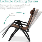 Best Choice Products Oversized Zero Gravity Chair, Folding Outdoor Patio Recliner, XL Anti Gravity Lounger w/Removable Cushion, Cup Holder, Side Tray, 350lb Capacity - Woodland Brown - Image 7