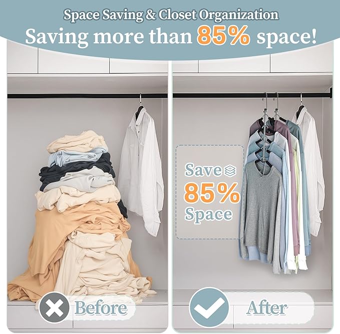Clothes Hangers Space Saving Shirt Organizer, Non Slip Multi Shirt Hangers - Image 2