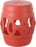 JONATHAN Y TBL1022G Lucky Coins 16" Chinese Ceramic Drum Indoor/Outdoor Garden Stool Bohemian, Coastal, Cottage, French Country, Traditional, for Living Room, Garden Room, Patio, Matte Coral by JONATHANY