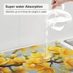 Yellow Flower Dish Drying Mats for Kitchen Counter, Absorbent Reversible - Image 5