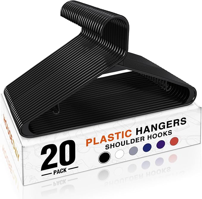 HOUSE DAY Plastic Hangers 20 Pack, Space Saving Clothes Hangers by HOUSEDAY