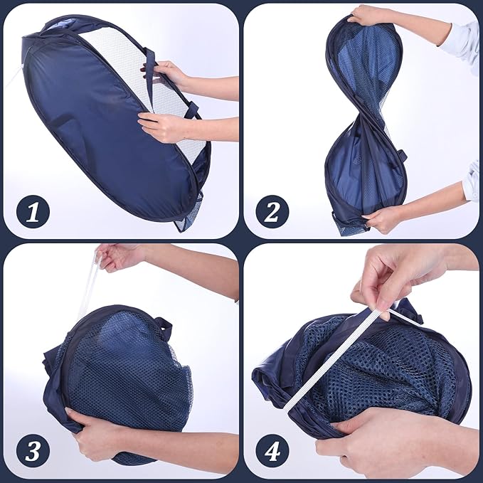 4 Pcs Foldable Pop Up Laundry Hampers, Mesh Laundry Basket - Image 4