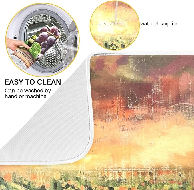 Grapes Wine Glass Bottle Dish Drying Mat - Image 2