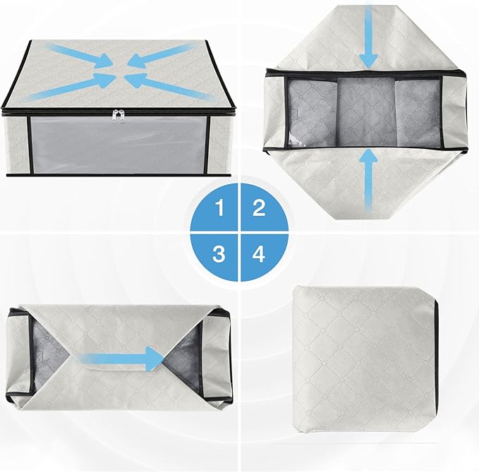 HomeHacks Storage 3-Pack Clothes Organizer Storage Bags Foldable Storage Box - Image 3