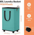 Laundry Basket with Wheels, Collapsible Laundry Baskets, Laundry Hamper with - Image 4