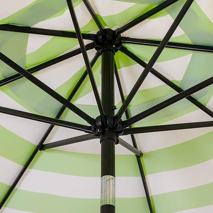 Sunnyglade 9' Patio Umbrella Outdoor Table Umbrella with 8 Sturdy Ribs (Grass Green and White) - Image 4