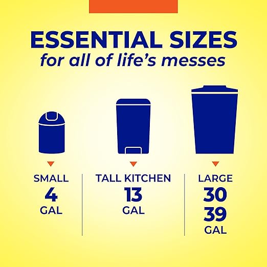 Hefty Essentials Drawstring 13 Gallon Kitchen Trash Bags, Tall Unscented Trash - Image 5