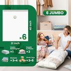 TAILI 6 Pack Vacuum Storage Bags, Jumbo Vacuum Seal Bags - Image 2