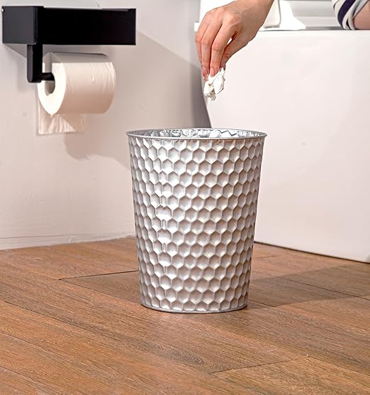 Small Metal Trash Can Wastebasket, Decorative Honeycomb Garbage Can Waste Basket - Image 8