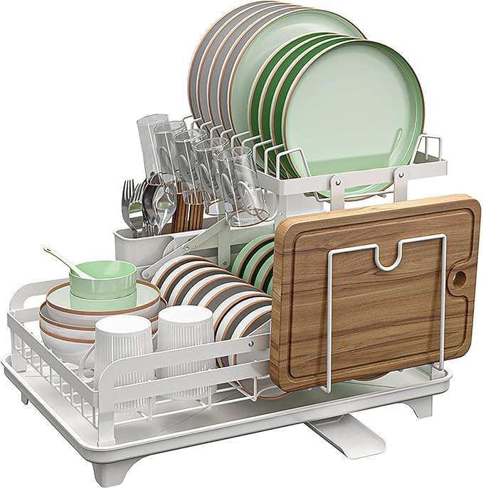 2 Tier Dish Drying Rack Automatic Drainage Board Space-Saving by Unknown