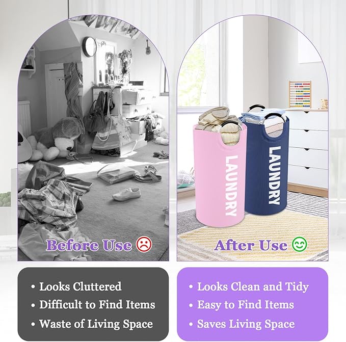 2Pcs Folding Laundry Basket for Adult, 95L Portable Laundry Baskets - Image 5