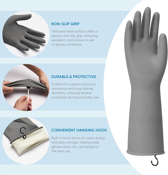 Dishwashing Gloves for Kitchen, 4 Pairs Rubber Cleaning Household Dish Washing - Image 3
