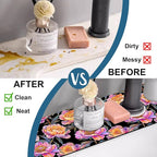 Colorful Peonies Sink Faucet Absorbing Mat Blooming Peonies Super Absorbent - Image 6