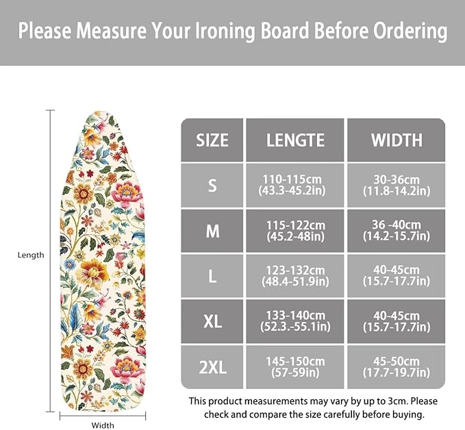 Boho Ironing Board Cover, Iron Board Cover Standard Size, Floral Ironing Board - Image 5