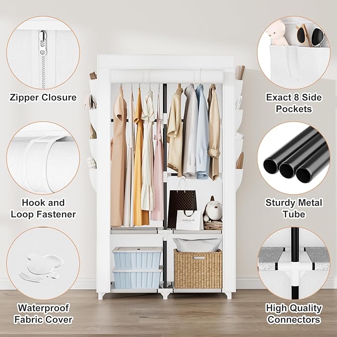 Portable Closet for Hanging Clothes, Portable Wardrobe Closet - Image 4