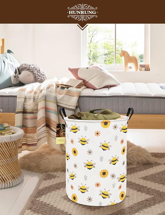 HUNRUNG Laundry Hamper, Large Canvas Fabric Lightweight Storage Basket Toy - Image 7