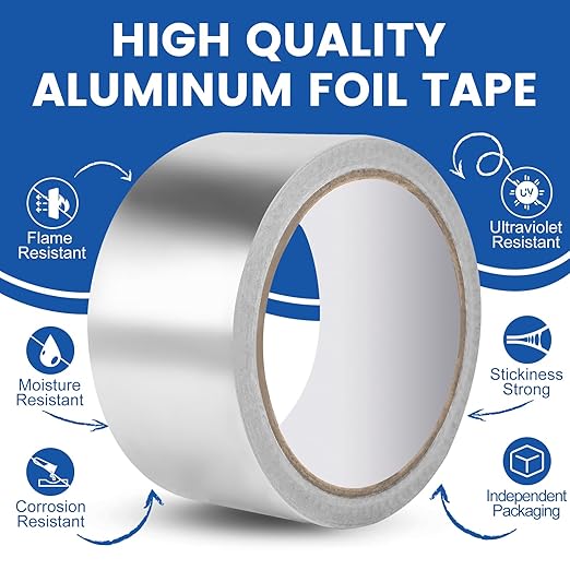 9 Pack Aluminum Foil Tape, 3.9 mil 2" x 450 Feet Total Silver High Temperature - Image 3
