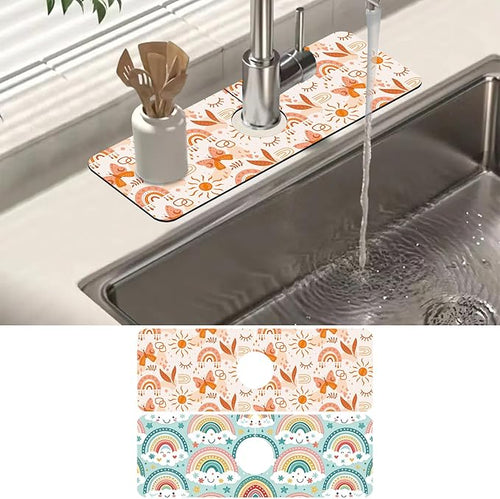 2 Pack Cute Rainbow Sink Splash Guard Faucet Mat Boho Rainbow Butterfly Super by Unknown
