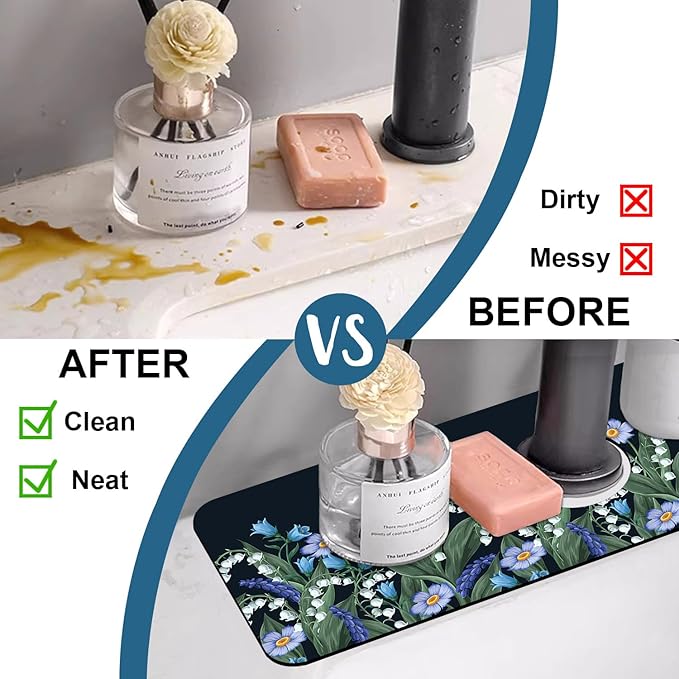 Blooming Lilies Kitchen Sink Splash Guard Faucet Mat Valley Lilies Flowers - Image 6