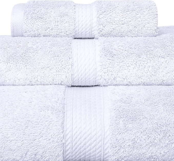 SUPERIOR Egyptian Cotton Pile 3 Piece Towel Set, Includes 1 Bath, 1 Hand - Image 3
