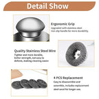 5Pcs Steel Wool Scrubber with Replacement Wire Sponge Pads Set, Stainless Steel - Image 2