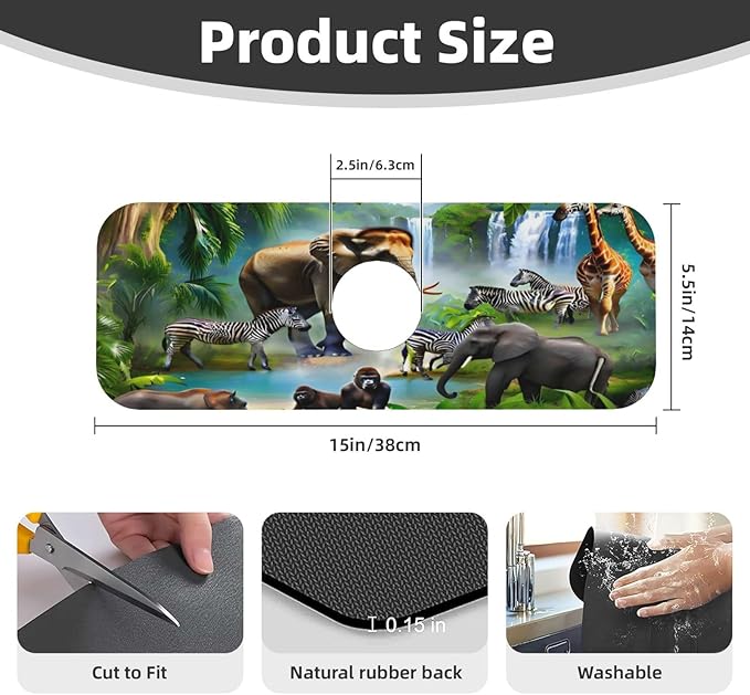 Animal Paradise Kitchen sink faucet pad, strong water absorption, anti slip - Image 2