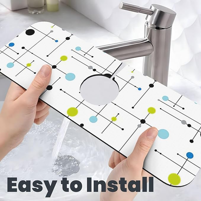 Atomic Mid Century Geometry Rustic Modern Black Kitchen Sink Splash Guard - Image 6