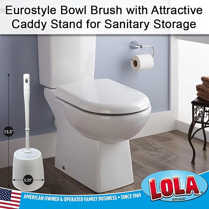 Toilet Brush and Holder Set, by LOLA, 2 Pack, Classic Version, Durable Bristles - Image 4