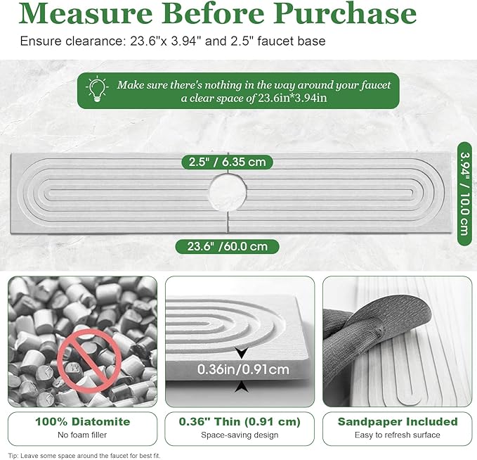 Stone Drying Mat for Kitchen Faucet: Diatomite Stone Drying Tray - Image 7