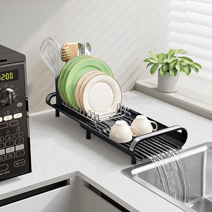 Small Dish Drying Rack, Mini Expandable Compact Dish Rack, Slim Extendable - Image 9