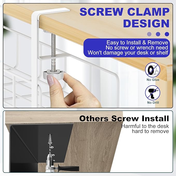 Under Desk Cable Management Tray, 31.5'' No Drill Heavy Duty Steel Cable Tray - Image 3