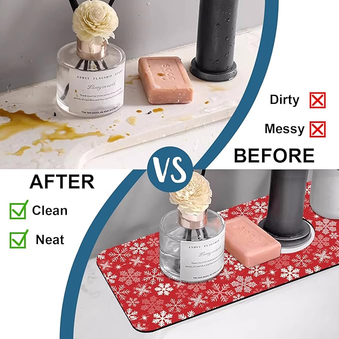 Christmas Merry Xmas Sink Splash Guard Santa Claus Faucet Absorbing Mat Fast - Image 6